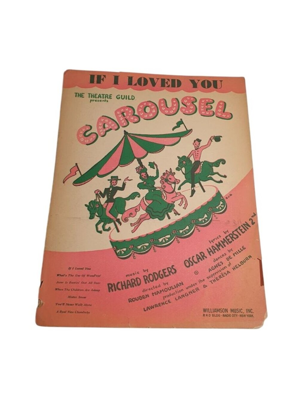 Carousel If I Loved You Rodgers Oklahoma Sheet Music Vintage BRITTLE Pages